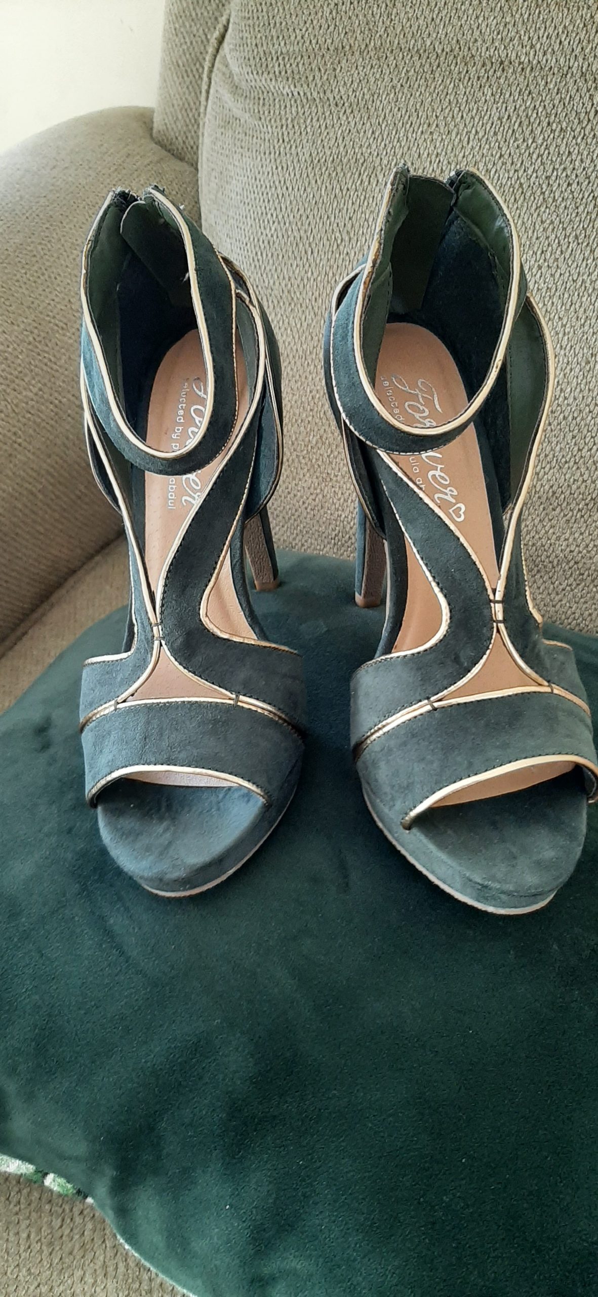 Emerald green and gold shoe