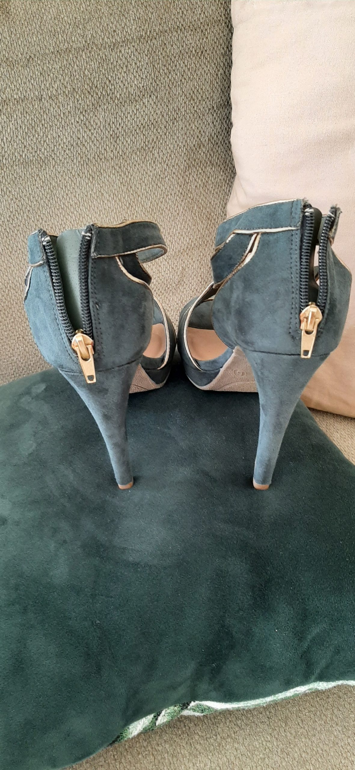 Emerald green and gold shoe