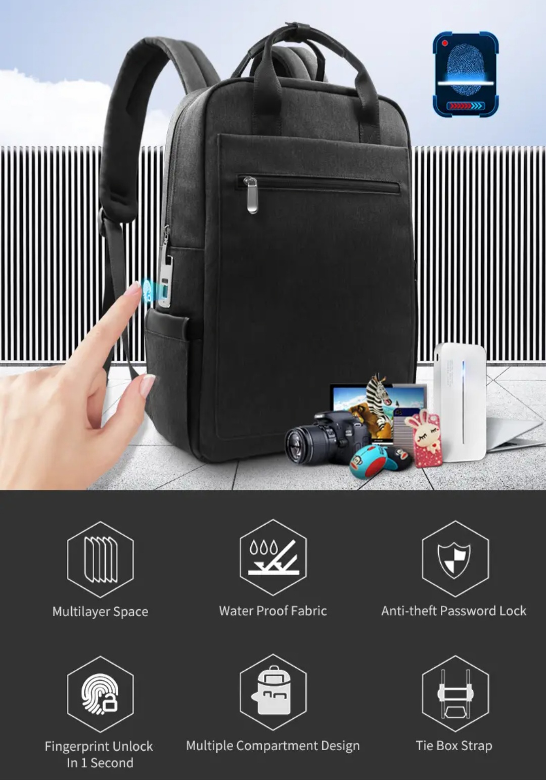 Fingerprint backpack